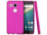 LG Google Nexus 5X Case [Hot Pink] Slim Flexible Anti shock Crystal Silicone Protective TPU Gel Skin Case Cover