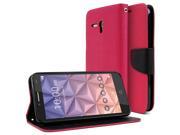 Alcatel OneTouch Fierce XL Case [Hot Pink] Luxury Faux Leather Saffiano Texture Front Flip Cover Diary Wallet Case w Magnetic Flap
