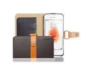 iPhone SE Case [Brown Khaki] Faux Leather Wallet Case with ID Credit Card Slots Stand Function for Apple iPhone SE iPhone 5 SE iPhone 6C iPhone 5 5S