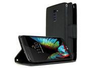 [LG K10] Wallet Case REDshield [Black] Faux Case Built in Card Case
