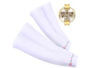 [2 Pack] N Rit White Tube 9 Coolet Cooling Compression Arm Sleeve w UV Protection UPF 50 !