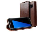 Samsung Galaxy S7 Edge Wallet Case REDshield [Brown] Faux Leather Front