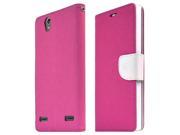 ZTE Lever Z936L Case [HOT PINK] Luxury Faux Leather Saffiano Texture Front Flip Cover Diary Wallet Case w Magnetic