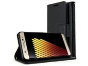 Wallet Case REDshield [BLACK] Luxury Faux Saffiano Leather Front Flip Cover with Built in Card Slots Magnetic Flap for