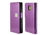 Galaxy S6 Wallet Case Cubic Series [Purple] Slim Protective Flip Cover Diary Case w ID Slots For Samsung Galaxy S6
