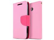 Motorola Moto E 2nd Gen Case [Baby Pink] Luxury Faux Leather Saffiano Texture Front Flip Cover Diary Wallet Case w