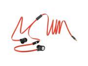Universal Tangle Free Flat Wire [3.5mm] Headphones w Mic [Red Black]