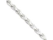 Sterling Silver 8 inch 4.25 mm Diamond cut Rope Chain Bracelet