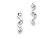 Rhodium Diamond Wavy Post Earrings in Sterling Silver
