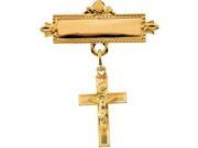 Baptismal Brooch with Crucifix in 14k Yellow Gold