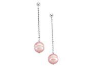 Pink Circle Pearl Earrings in Sterling Silver