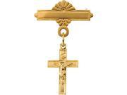 Baptismal Brooch with Crucifix in 14k Yellow Gold