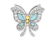 Blue Opal CZ Butterfly Pin in Sterling Silver