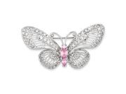 Pink CZ Butterfly Pin in Sterling Silver