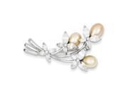Pearl CZ Floral Pin in Sterling Silver