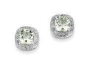 Rhodium Green Amethyst Diamond Earrings in Sterling Silver