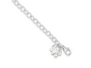 Rolo Link Butterfly Anklet in Sterling Silver