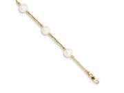 Polished White Freshwater Cultured Pearl Bracelet in 14k Yellow Gold