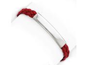 Red Braided Leather Bracelet in Sterling Silver