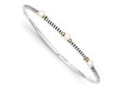 4.5mm Button Pearl Bangle Bracelet in 14k Yellow Gold Sterling Silver