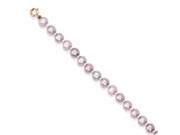 Simulated Pink Pearl Bracelet in 14k Yellow Gold