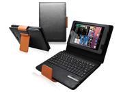Bluetooth Keyboard Stand Leather Case Black Brown
