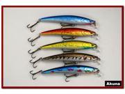 Akuna Magic Minnow Pack of 5 Shallow Diving 4.3 Fishing Lure Minnow Crankbaits for Northern Pike Walleye and Largemouth Bass