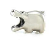 Genuine Ohm Beads TM Product. 925 Sterling Silver Growling Hippo Threaded European Bead Charm.