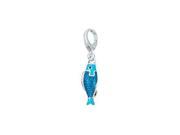Genuine Zable TM Product. 925 Sterling Silver Enamel Blue Fish Clip on Bead Charm.