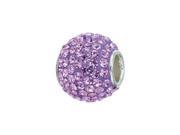 Genuine Zable TM Product. 925 Sterling Silver Violet Color Pave Crystal Ball Bead Charm.