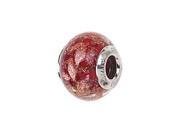 Genuine Zable TM Product. 925 Sterling Silver Red and Copper Glitter Murano Glass Bead Charm.