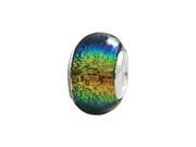 Genuine Zable TM Product. 925 Sterling Silver Dichroic Glass Multi Color Pattern Bead Charm.