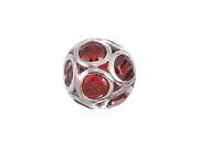 Genuine Zable TM Product. 925 Sterling Silver January Red Birthstone Sphere Bead Charm.