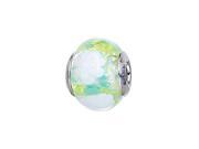 Genuine Zable TM Product. 925 Sterling Silver Green and White Murano Glass Bead Charm.