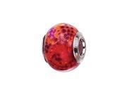 Genuine Zable TM Product. 925 Sterling Silver Red Snake Skin Pattern Murano Glass Bead Charm.