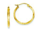 Genuine 14K Yellow Gold Satin Diamond Cut Twisted Hollow Hoop Earrings 1 Grams Of Gold