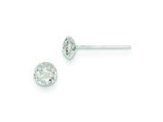 Genuine 14K White Gold 5 mm Puff Circle Stud Earrings 0.5 Grams Of Gold