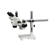 7X 45X Trinocular Stereo Zoom Microscope on Single Arm Boom Stand