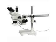 7X 45X Boom Stand Trinocular Zoom Stereo Microscope 54 LED Light