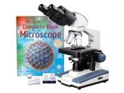 2000X Lab LED Binocular Microscope with 3D Stage Book Pre Cleaned Slide Set