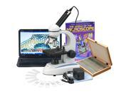 40X 1000X Glass Lens Metal Body Student Microscope 100 Specimens Book Camera