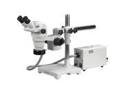 6.7X 45X Stereo Zoom Microscope on Boom w Fiber Optic Ring Light