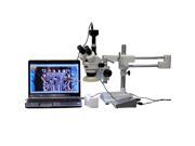 3.5X 90X Boom Stand Stereo Microscope with 8 Zone 80 LED Light 5MP USB Camera