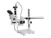 AmScope 3.5X 45X Simul Focal Stereo Lockable Zoom Microscope with Fluorescent Ring Light and 14MP Camera