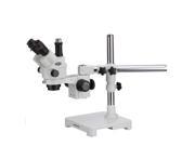AmScope 7X 45X Simul Focal Stereo Lockable Zoom Microscope on Single Arm Boom Stand