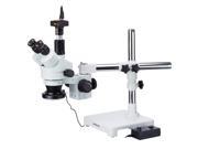 AmScope 7X 90X Trinocular Zoom Stereo Microscope on Boom Stand with 144 LED Light and 5MP Camera