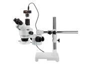 AmScope 7X 90X Trinocular Zoom Stereo Microscope with Boom Stand Fluorescent Ring light 3MP Camera