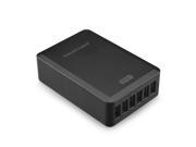 RAVPower RP UC10 B 50W 10A 6 Port iSmart USB Charging Station USB Travel Wall Charger for Most USB Charged Devices Black