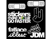 iJDMTOY Fatlace illest Bandaid Stickers Makes My Car Go Faster Shocker Hand Eat Sleep JDM Combo Deal Stickers Decals SET