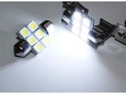 2 White 6 SMD LED Bulbs For Car Interior Dome Lights 1.25 31mm